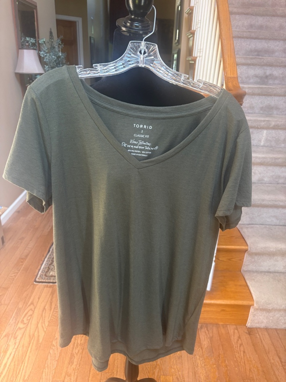 Torrid Olive Green V-Neck Short Sleeve Tee